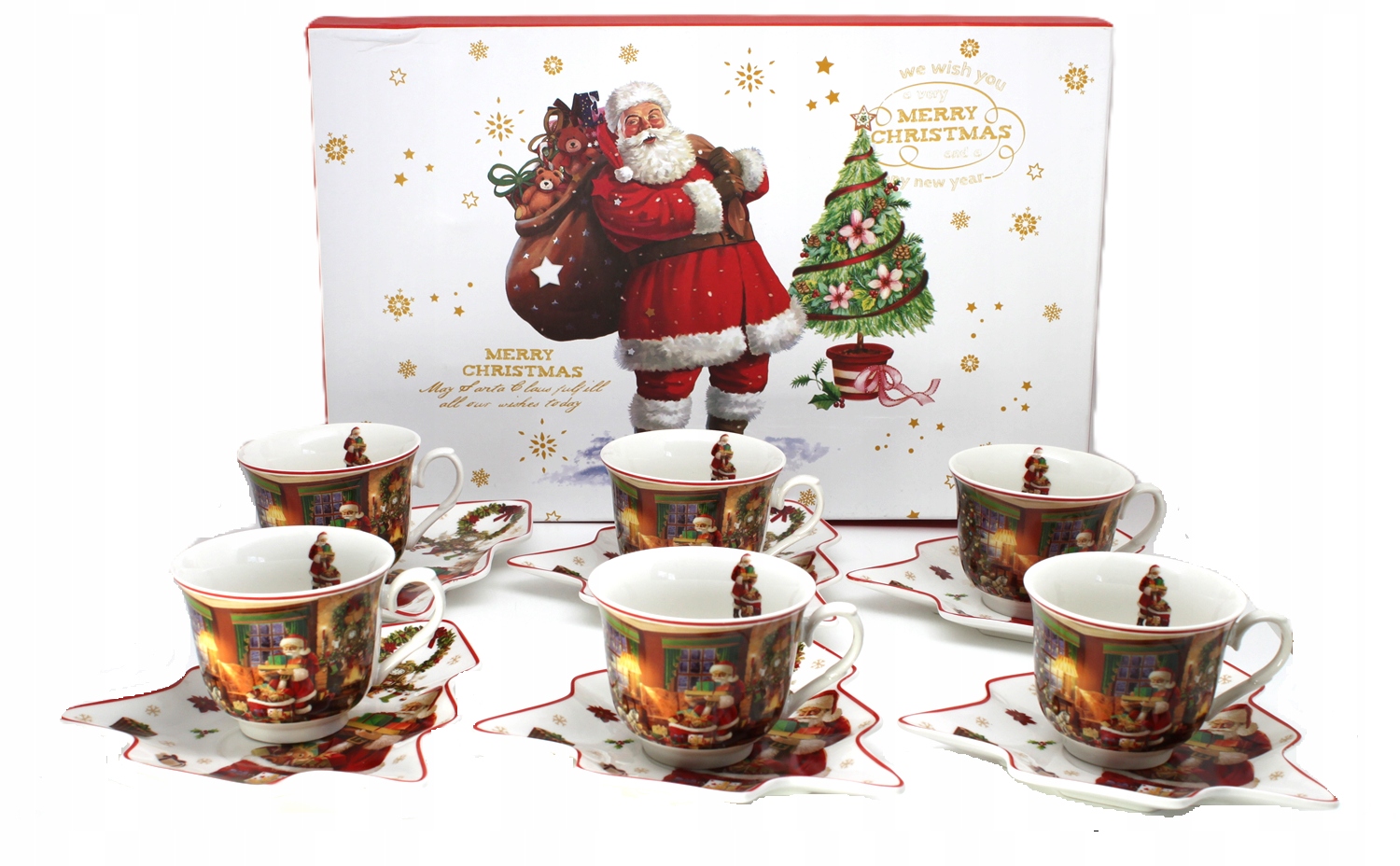 Kpl Vianočné šálky Vianoce 180 ml Šálka Darčeková sada