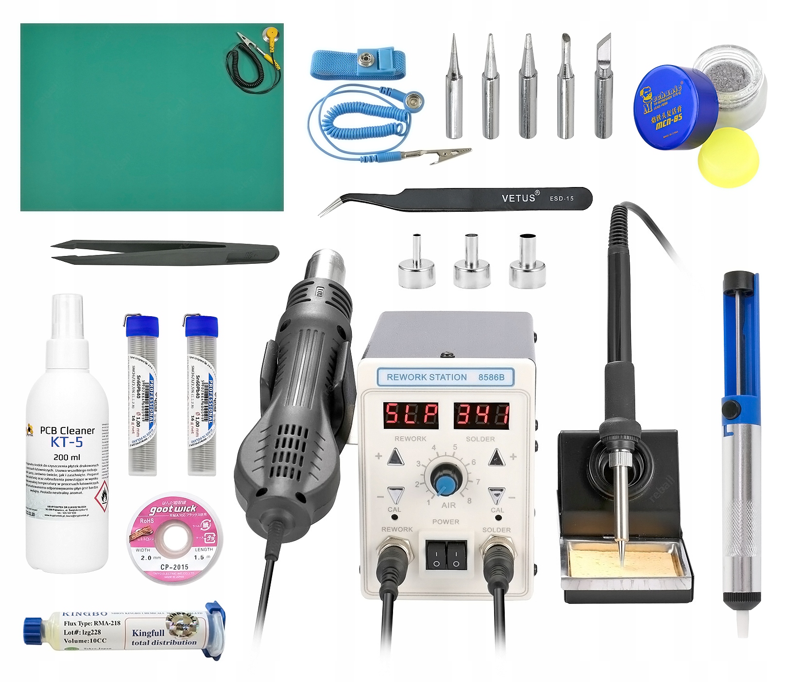 

Zestaw Stacja Lutownicza Hot Air 8586B Akcesoria