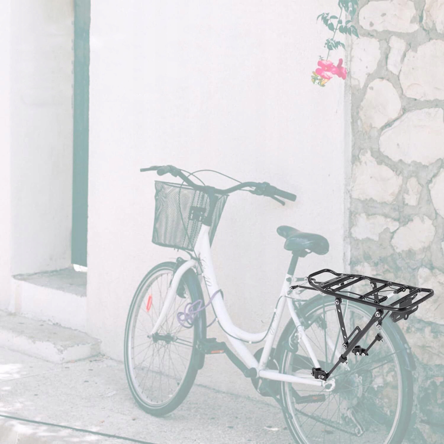 BAGAŻNIK ROWEROWY TOURING PASUJE DO ROWERÓW 24-29", Z BOCZNE RAMY OCHRONNE Model Tylny bagażnik rowerowy