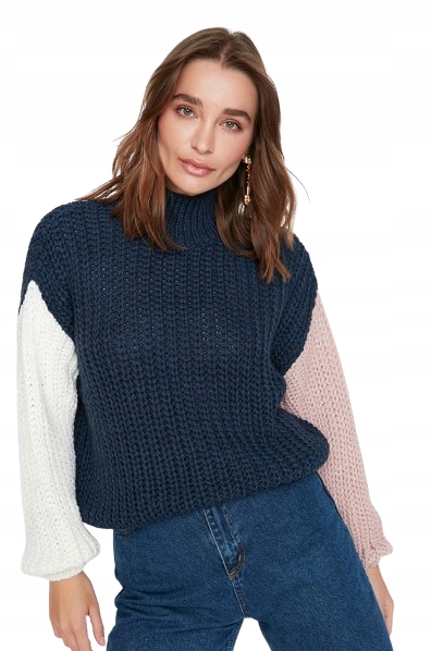 Trendyol Svetr S Pologolfem A Barevnými Rukávy 38 5AC