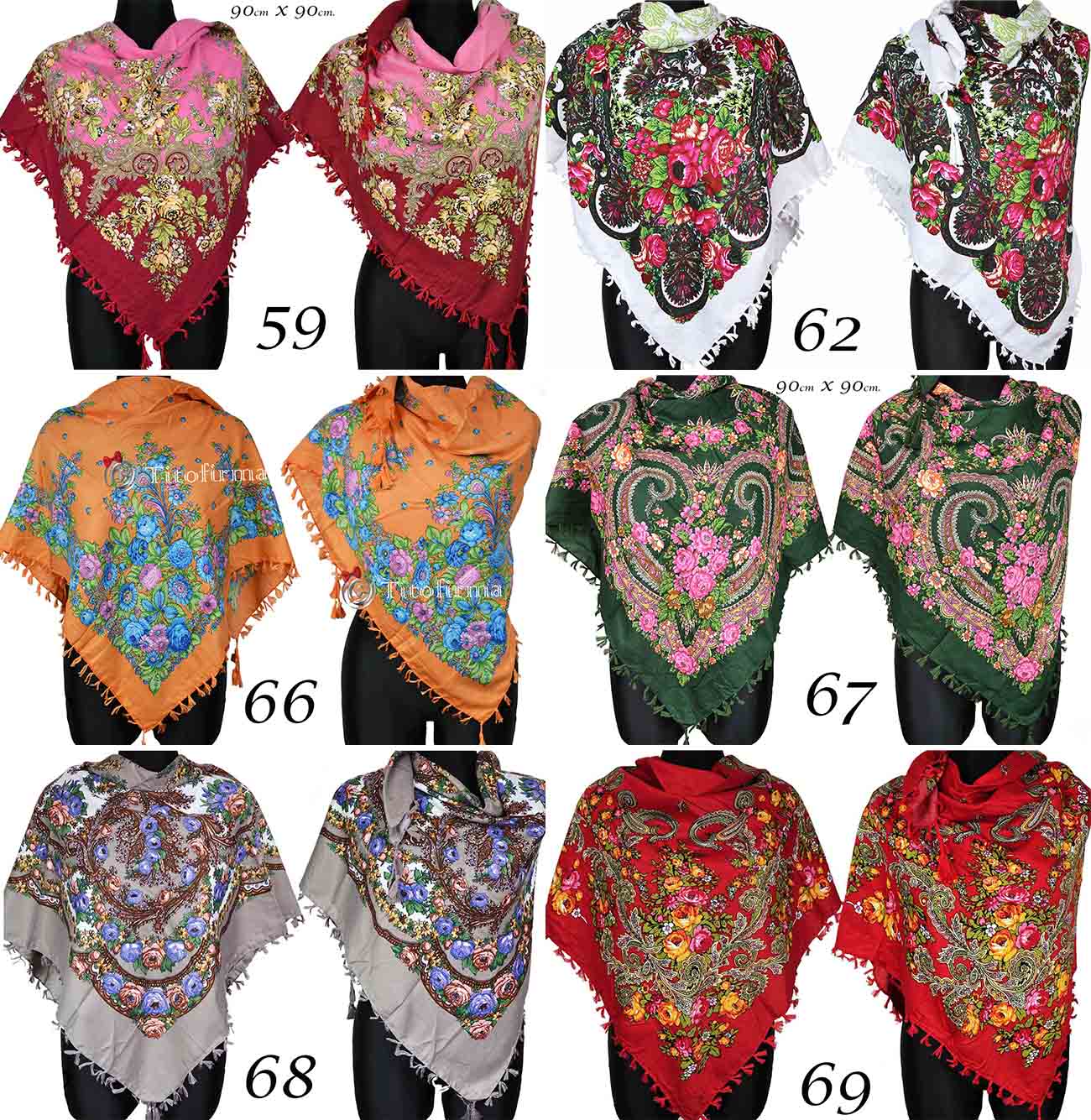 Oryginalna Chusta Ludowa Chusta Góralska Folk Długość 90 cm