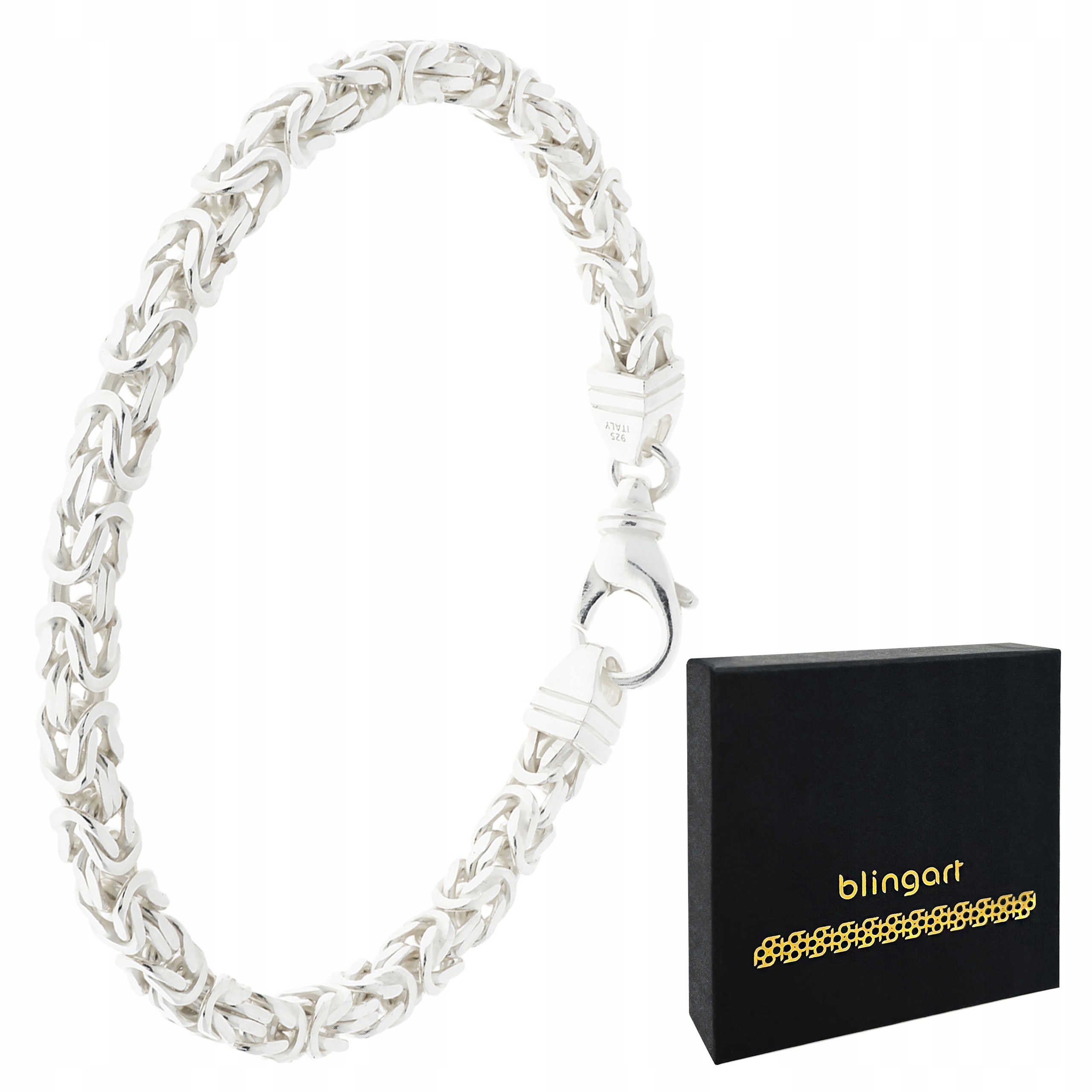 Stříbrný náramek pro muže, masivní byzantská královská vazba, stříbro 925