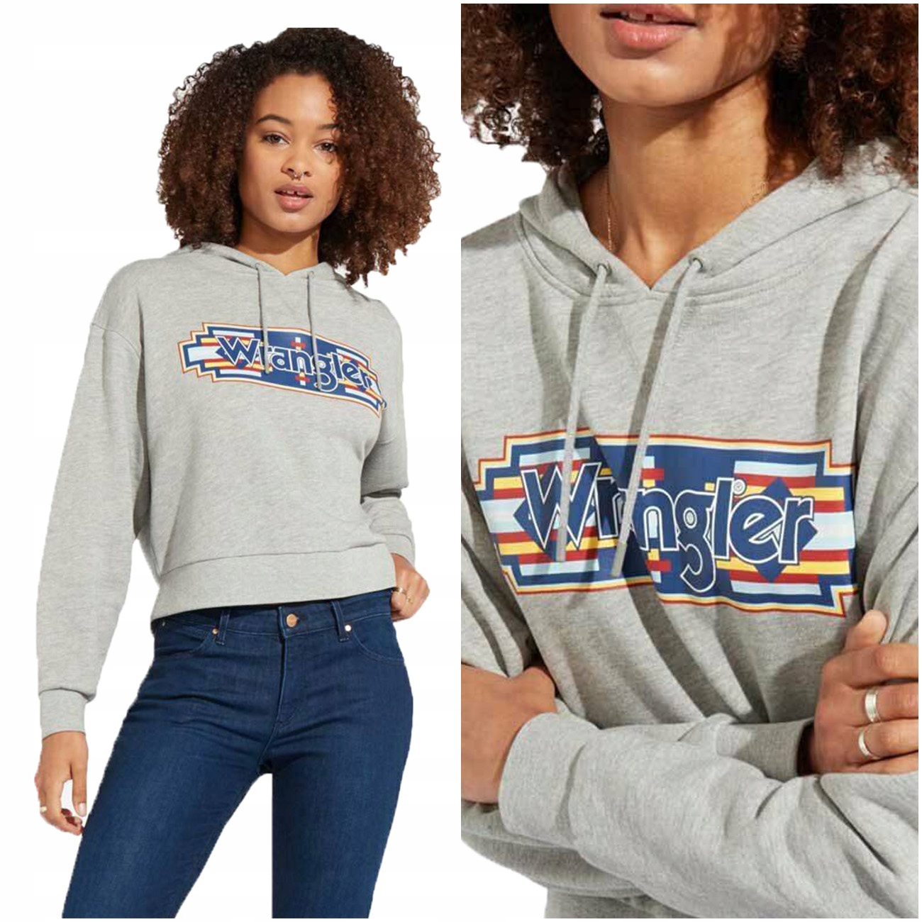 

Wrangler Geo Hoodie Damska Bluza Nadruk Logo L