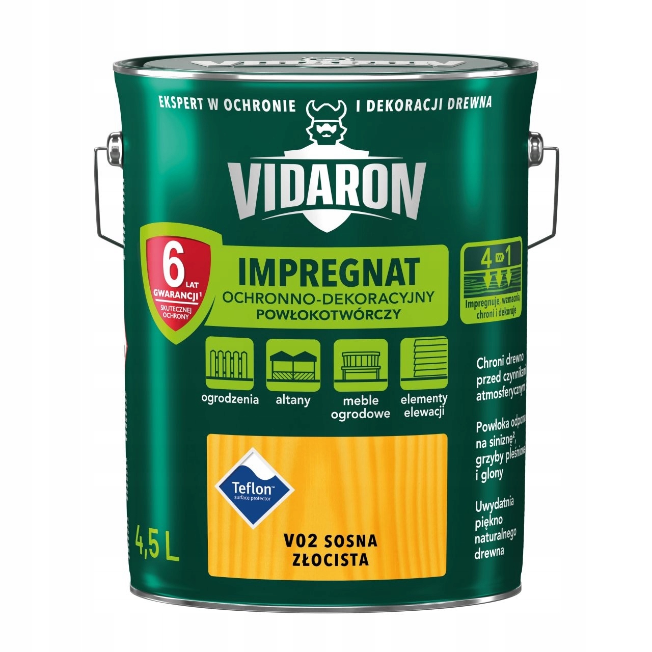 Vidaron Impregnat Ochronno Dekoracyjny V02 Sosna Złocista 4,5L