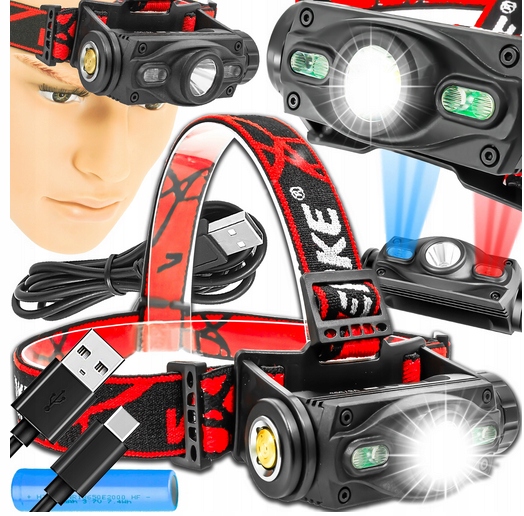 MOCNA LATARKA CZOŁOWA LAMPKA CZOŁÓWKA NA GŁOWĘ LAMPA LED COB WODOODPORNA