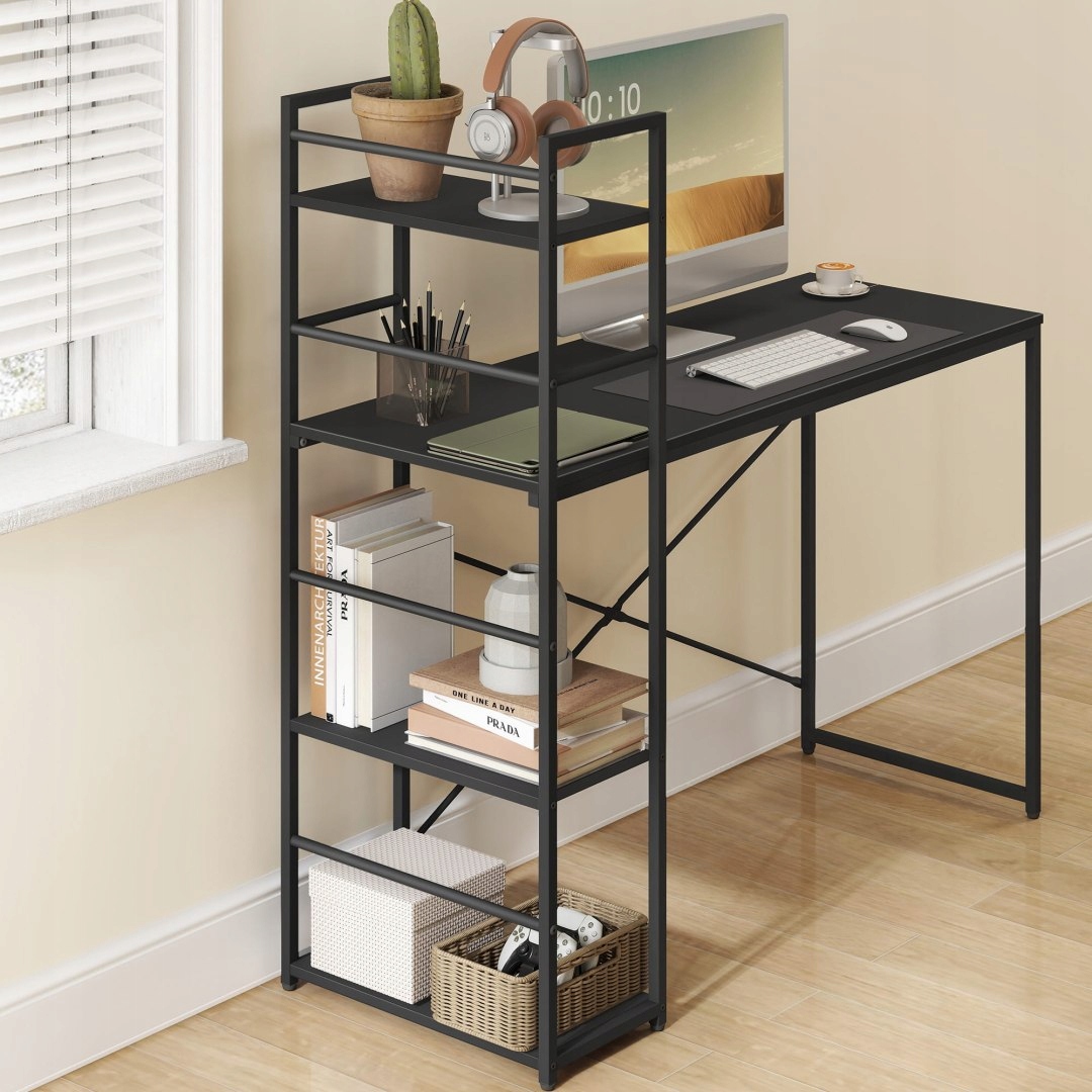 BIURKO Komputerowe Z REGAŁEM Bocznym 3 PÓŁKI NOWOCZESNE LOFT CNC Szerokość mebla 80 cm