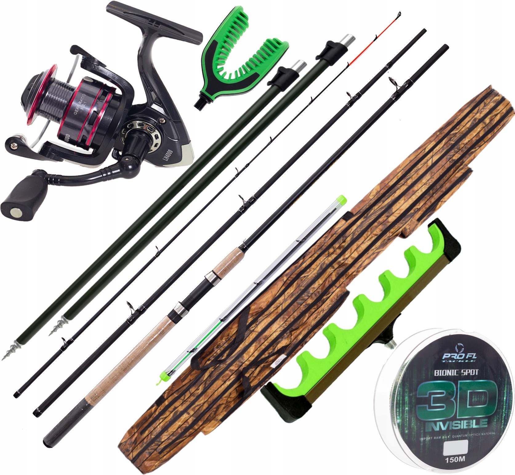 Zestaw Wędkarski Na Ryby Wędka Feeder+kołowrotek LH4000+POKROWIEC+AKCESORIA