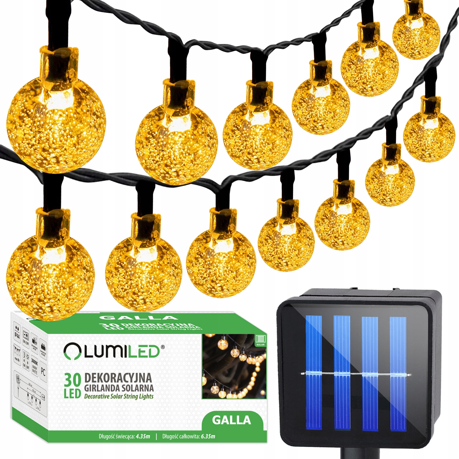 

Girlanda Solarna Ogrodowa 30x Żarówek Kulek Led