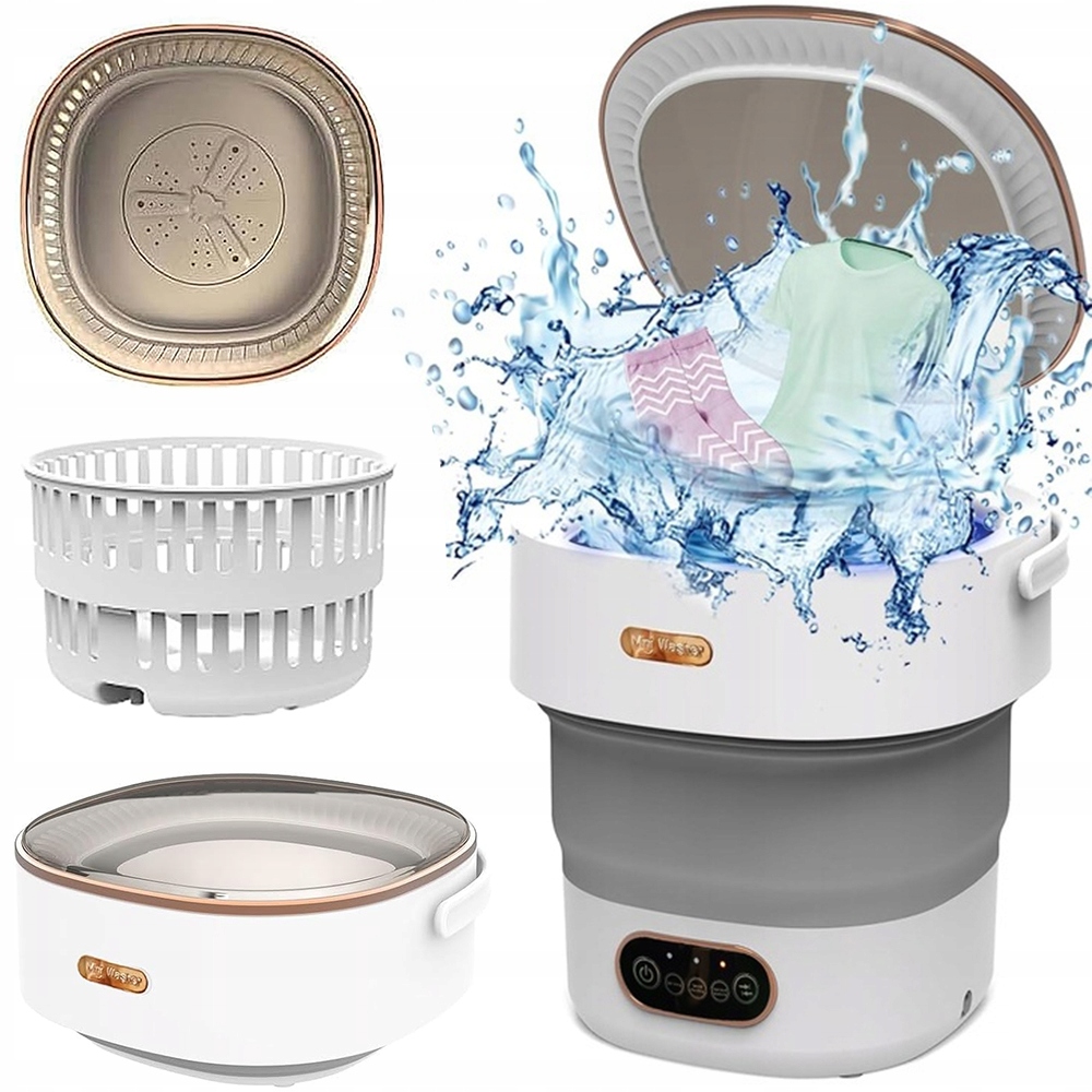 Mini Pralka 12L Turystyczna Składana Z Wirówką Przenośna Do Kempingu