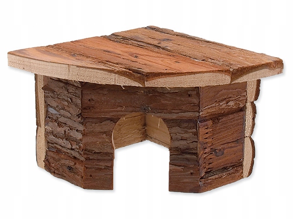 

Domek Narożny Z Kory Dla Chomika Gryzonia 15x15x11