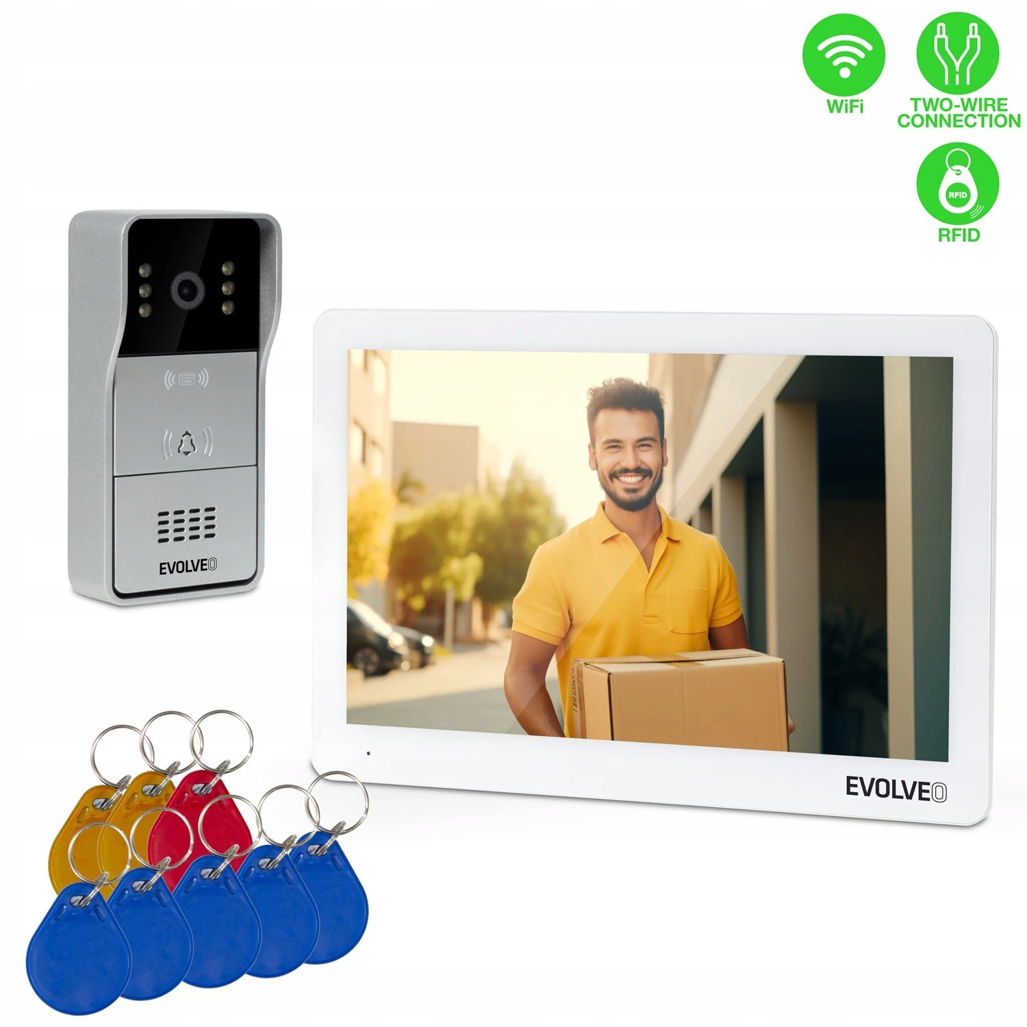 Evolveo DoorPhone 10-2W 2 drôtový videotelefón s aplikáciou 32GB pamäťou