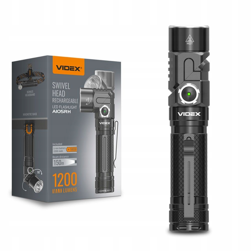 

Latarka przenośna Led czołowa 2w1 10W 1200lm IP66