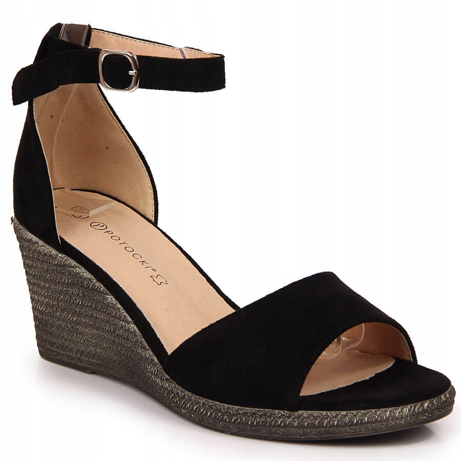 

Sandały damskie na koturnie czarne Potocki 38