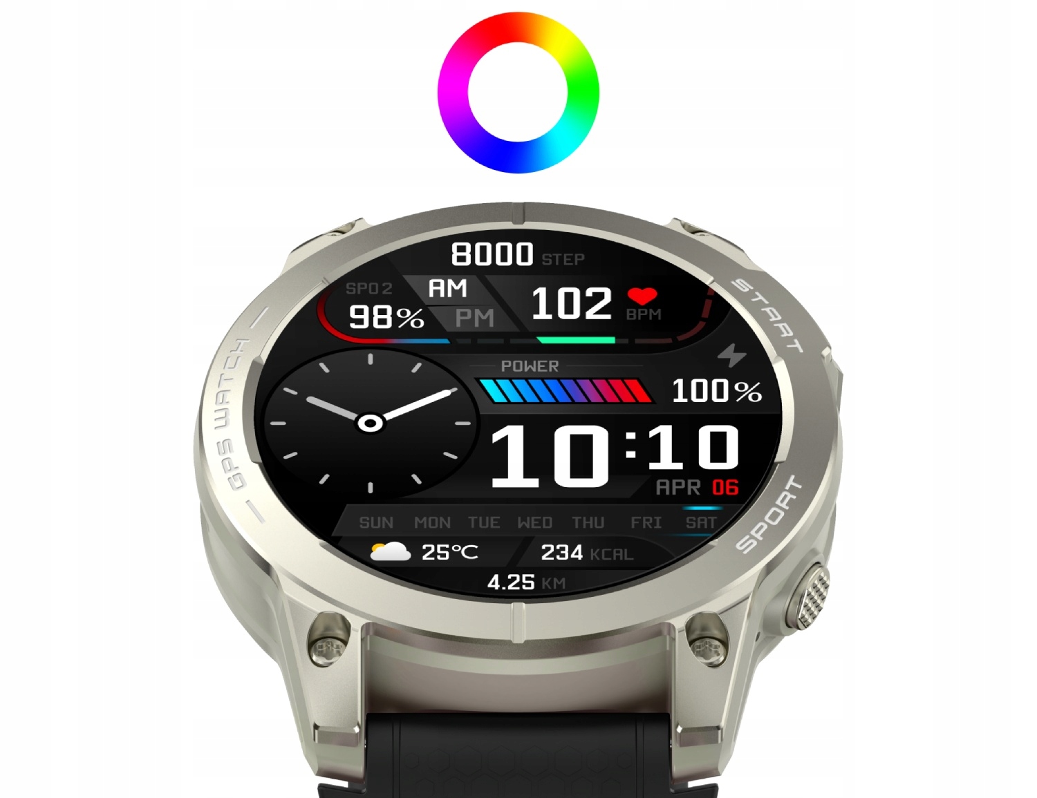 Smartwatch Zegarek Sportowy GPS Manta Activ X czarny 2 paski Rozmowy puls Marka Manta