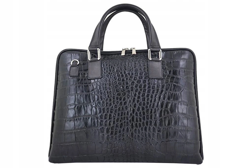 Černá taška na notebook z přírodní kůže