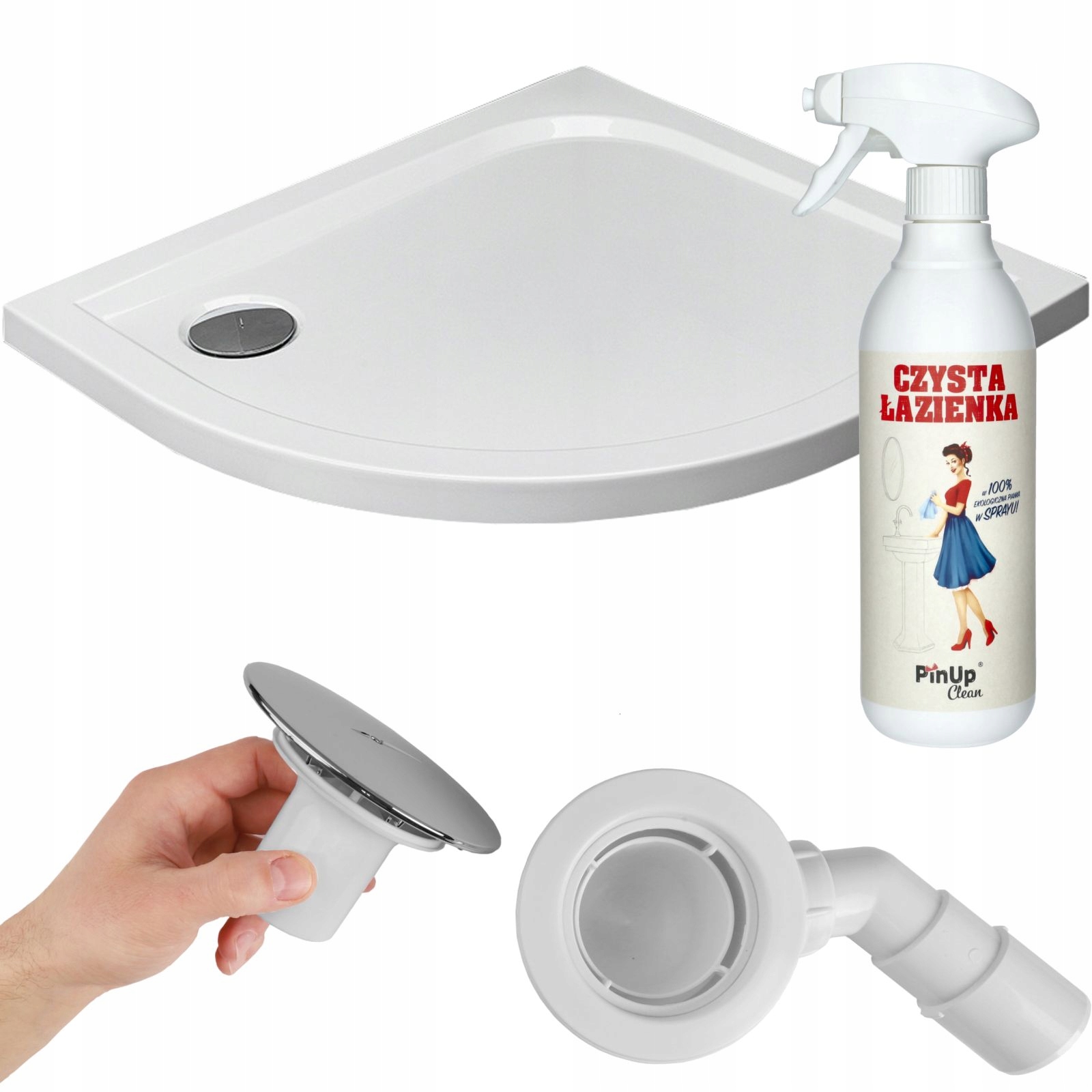 Brodzik antybakteryjny asymetryczny wysoki Delos E 90x80 syfon Premium P