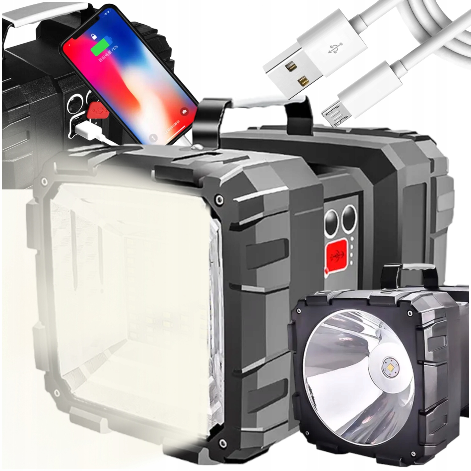 LATARKA AKUMULATOROWA LED SZPERACZ BARDZO MOCNA REFLEKTOR