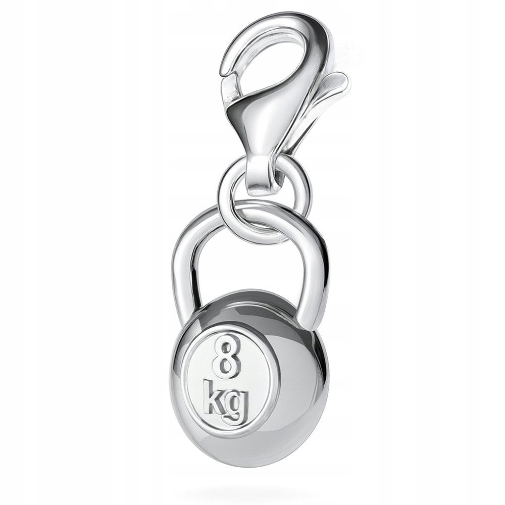 Stříbrný přívěsek na karabinku Kettlebell Kettle 8 kg Stříbro 925