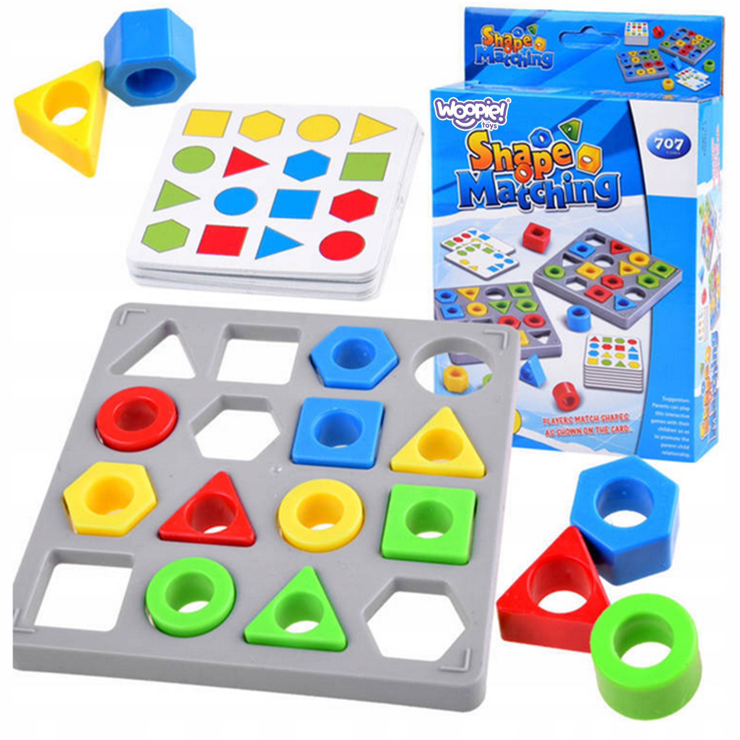 DOPASUJ KSZTAŁTY KOLORY GRA DLA DZIECI LOGICZNA UKŁADANKA WZORY WOOPIE