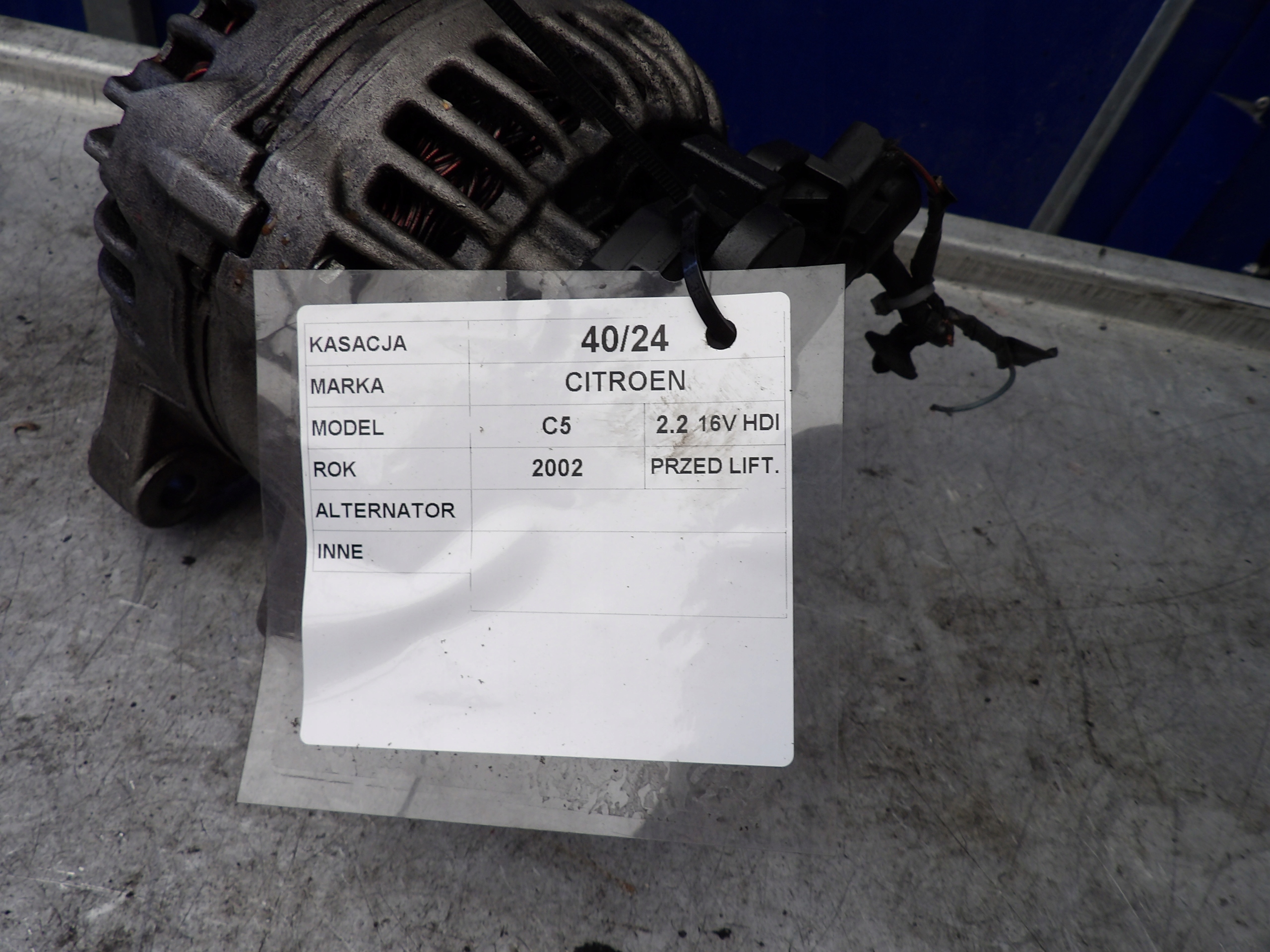 Citroen C5 alternator 2,2HDI 9646321880