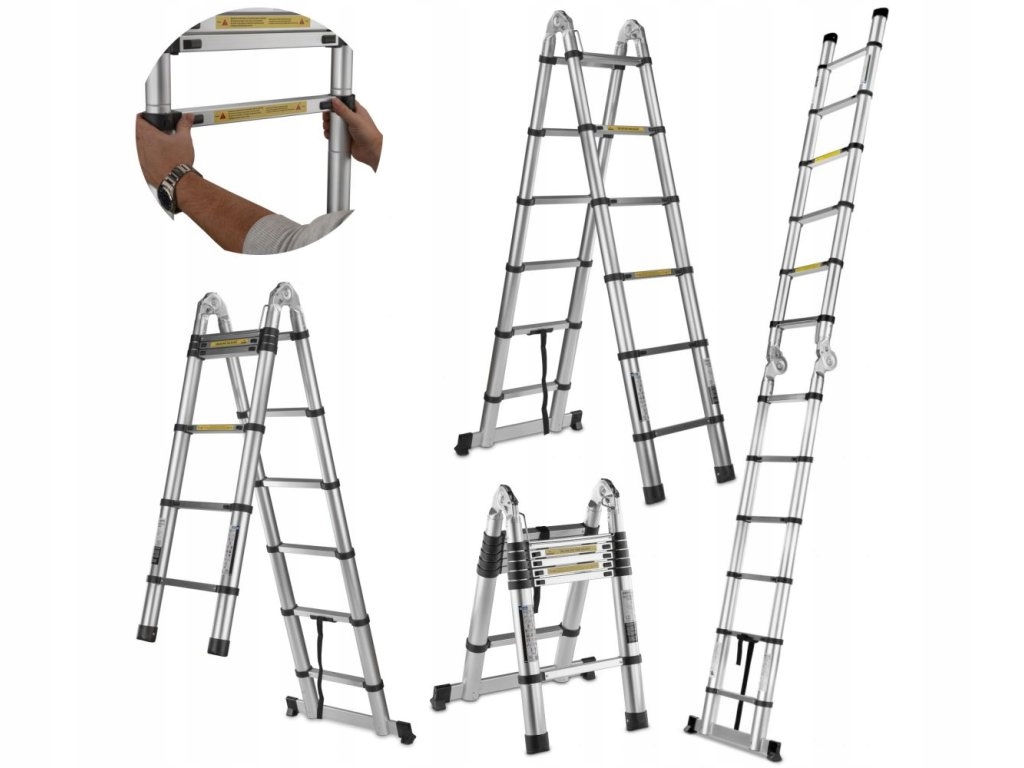 Multifunkčný teleskopický rebrík 3,8m, 150kg, hliníkový G02448