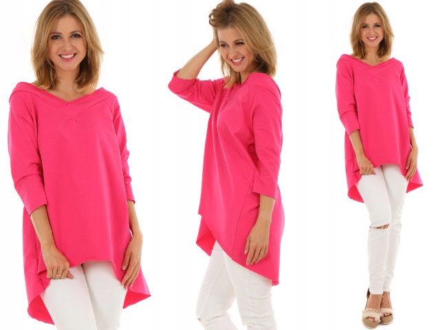 

M813 Bawełniana Bluzka Tunika dekolt plecy