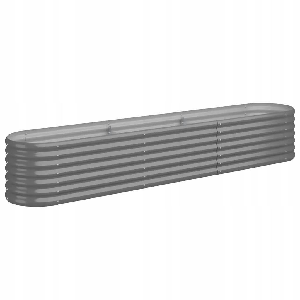 Oválný Zahradní Květináč z Práškově Lakované Oceli, Šedý, 224x40x36 cm