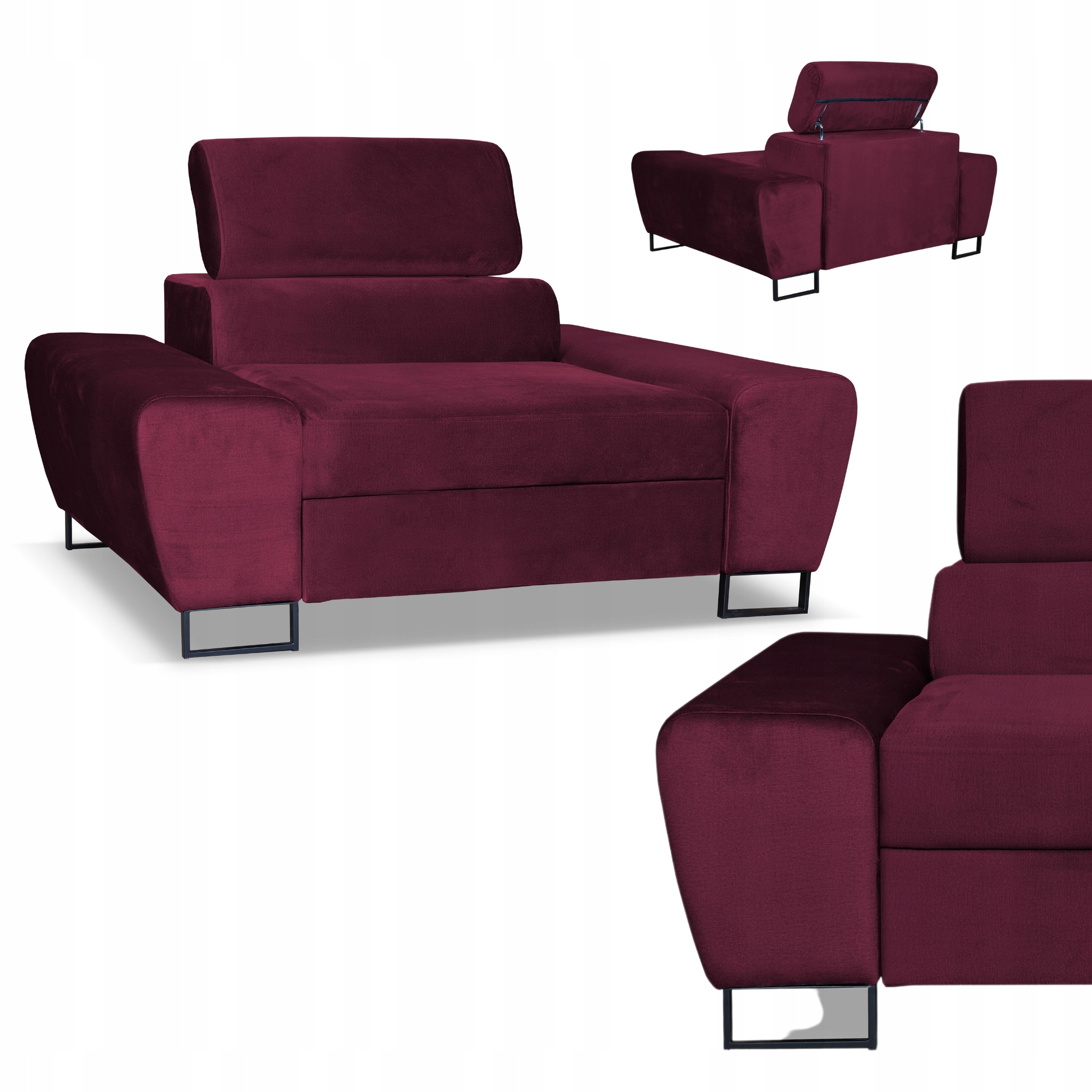 Sedací souprava Bosso obývací pokoj Family meble bordó velur reg opěrka hlavy