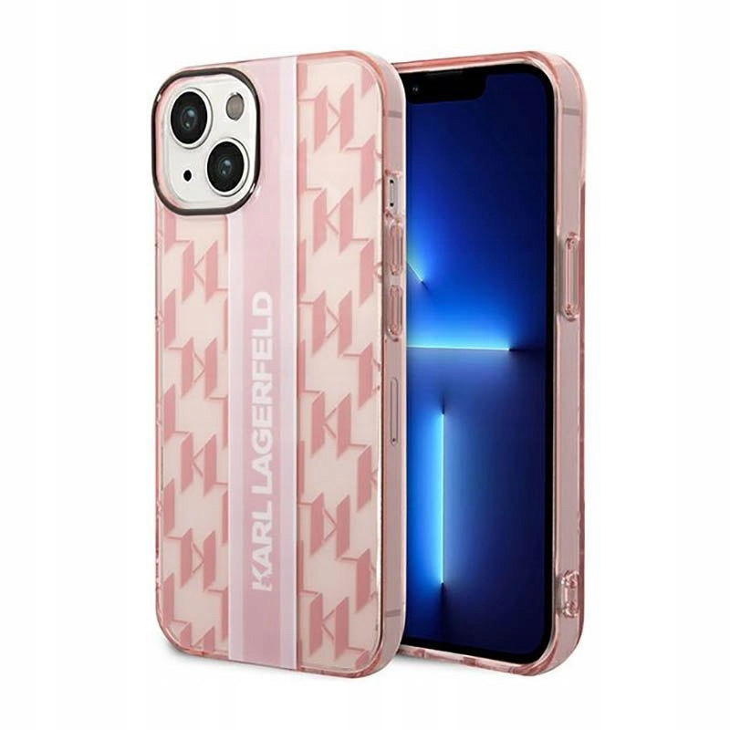 Karl Lagerfeld Mono Vertical Stripe Pouzdro pro iPhone 14 Plus (růžové)