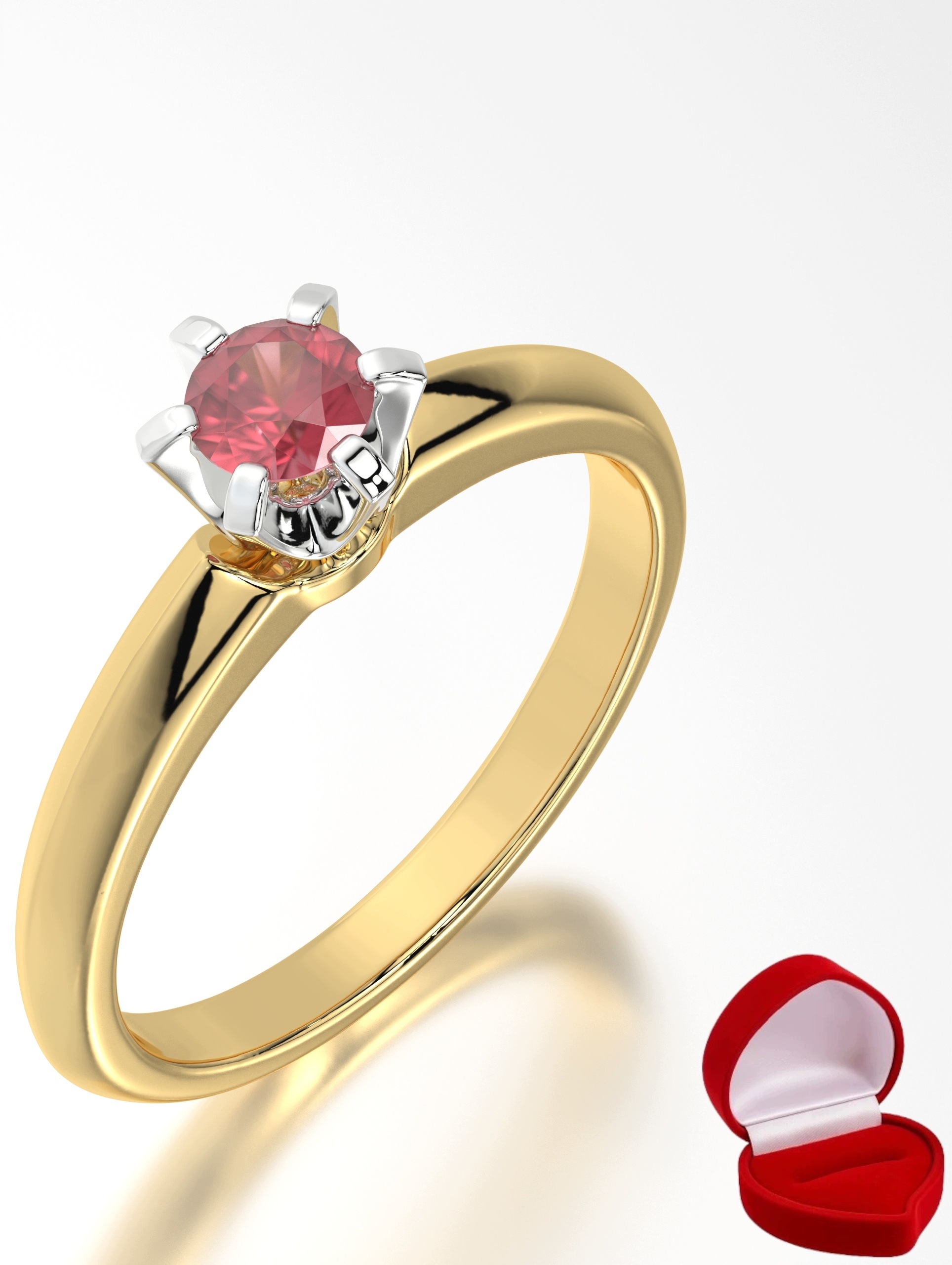 Zlatý Prstýnek 585 14k Rubín 0,19 ct Krabička R13