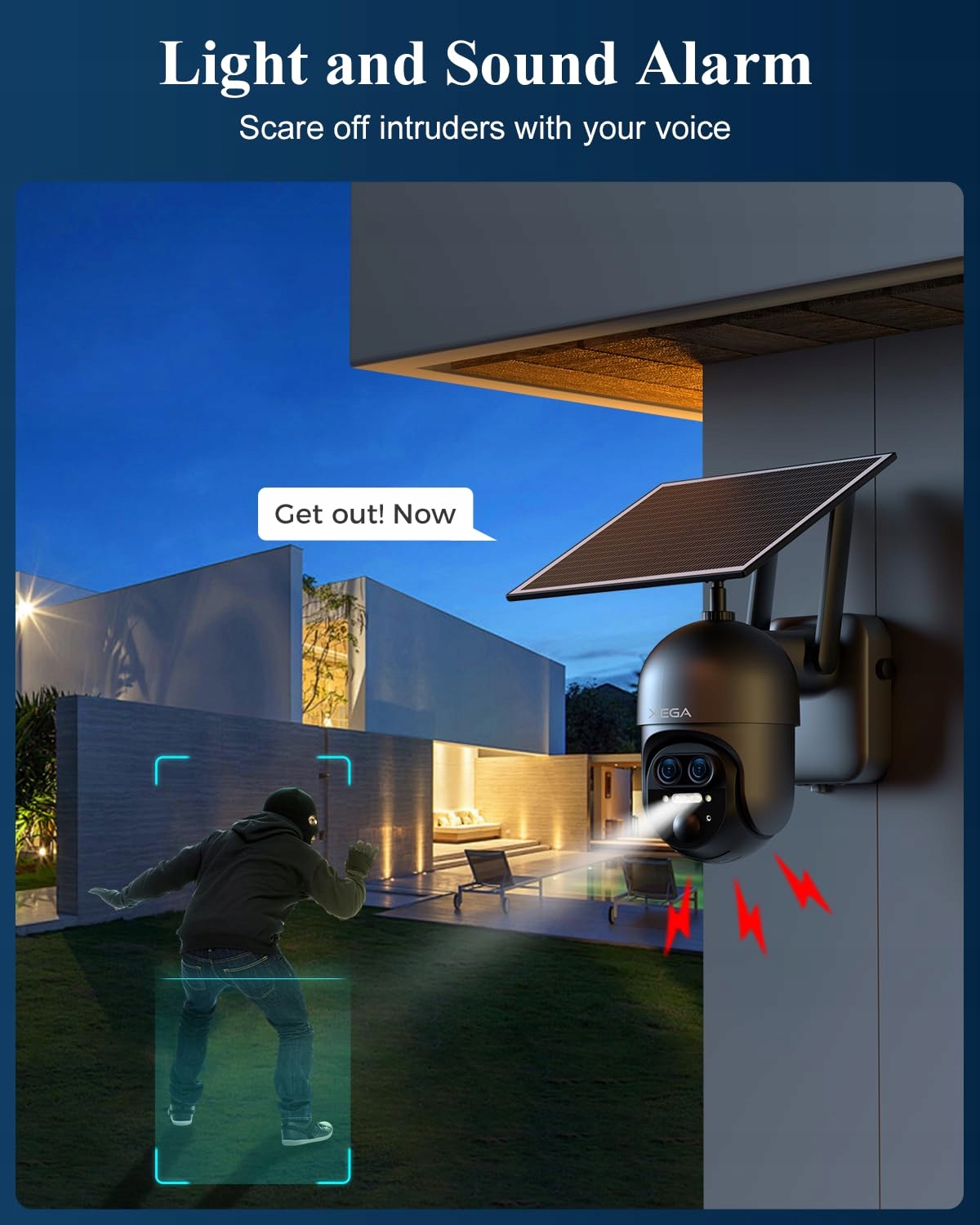 XEGA Kamera Zewnętrzna 4G LTE 12X Zoom Hybrydowy 2K PTZ Dual-Lens Solarna — miniatura 7