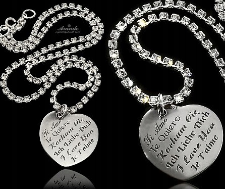 Krystaly Náhrdelník Srdce Miluji Tě Láska Stříbro