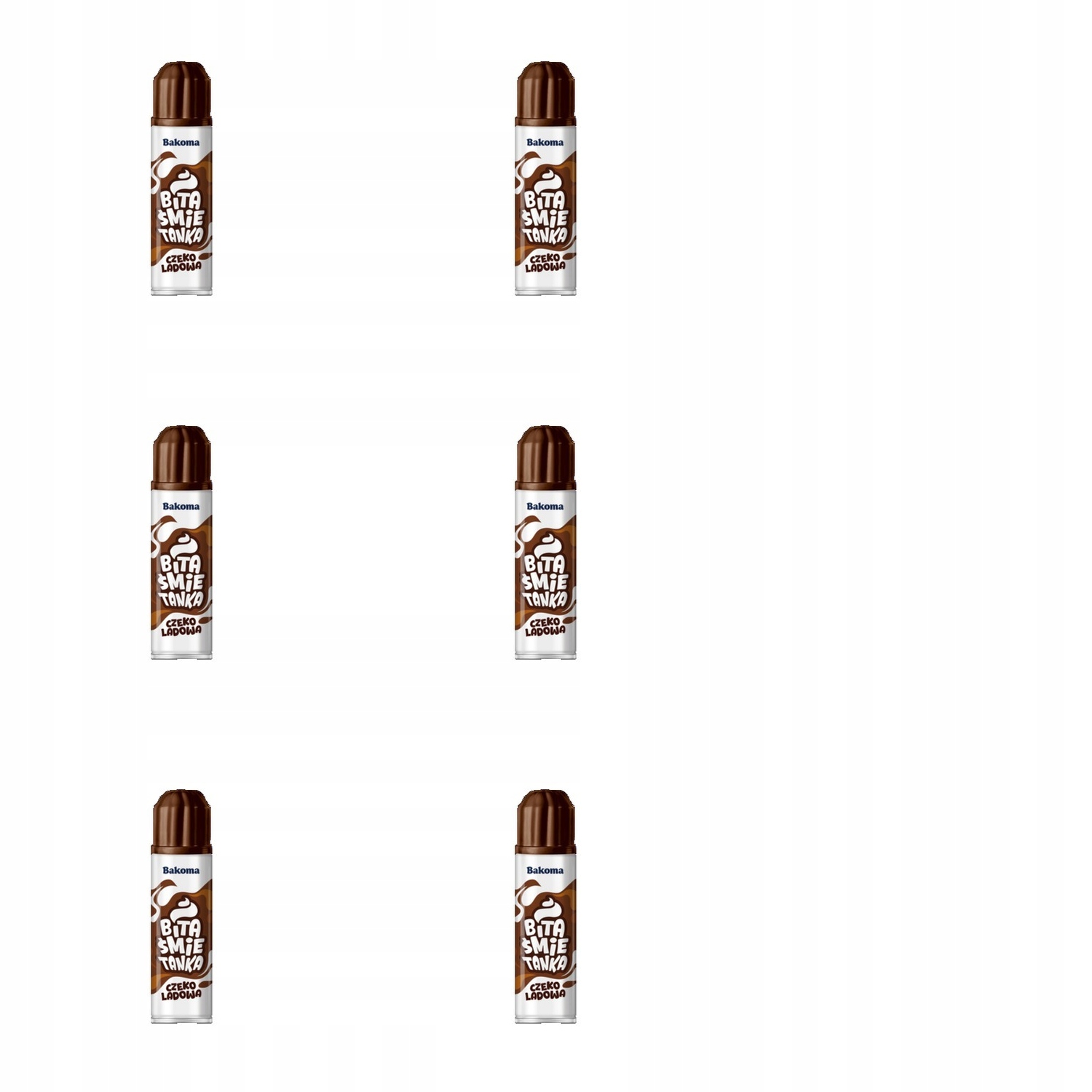 6 x 250 g Bakoma čokoládová šlehačka ve spreji Karton