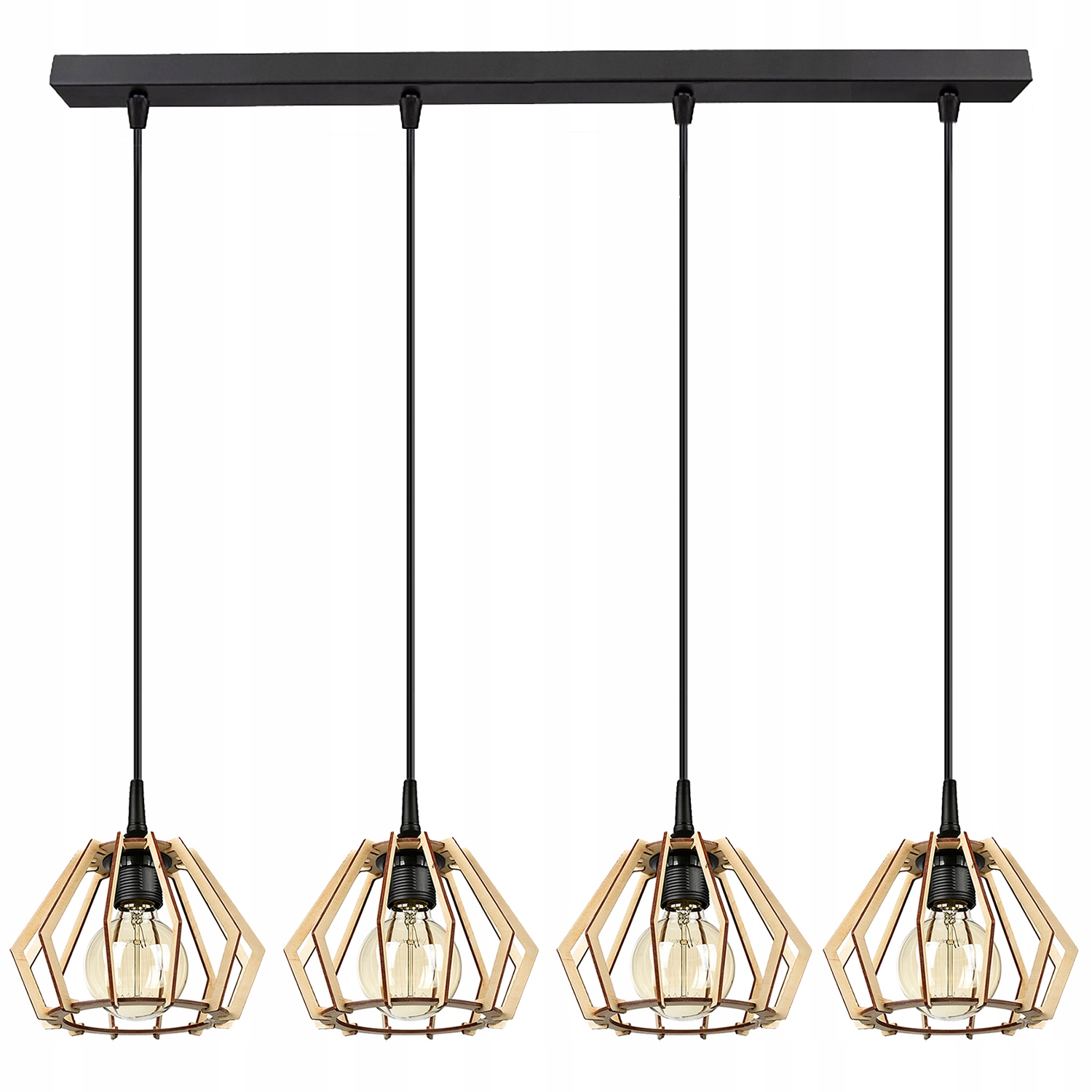 

Lampa Wisząca Żyrandol Drewniane Klosze Led