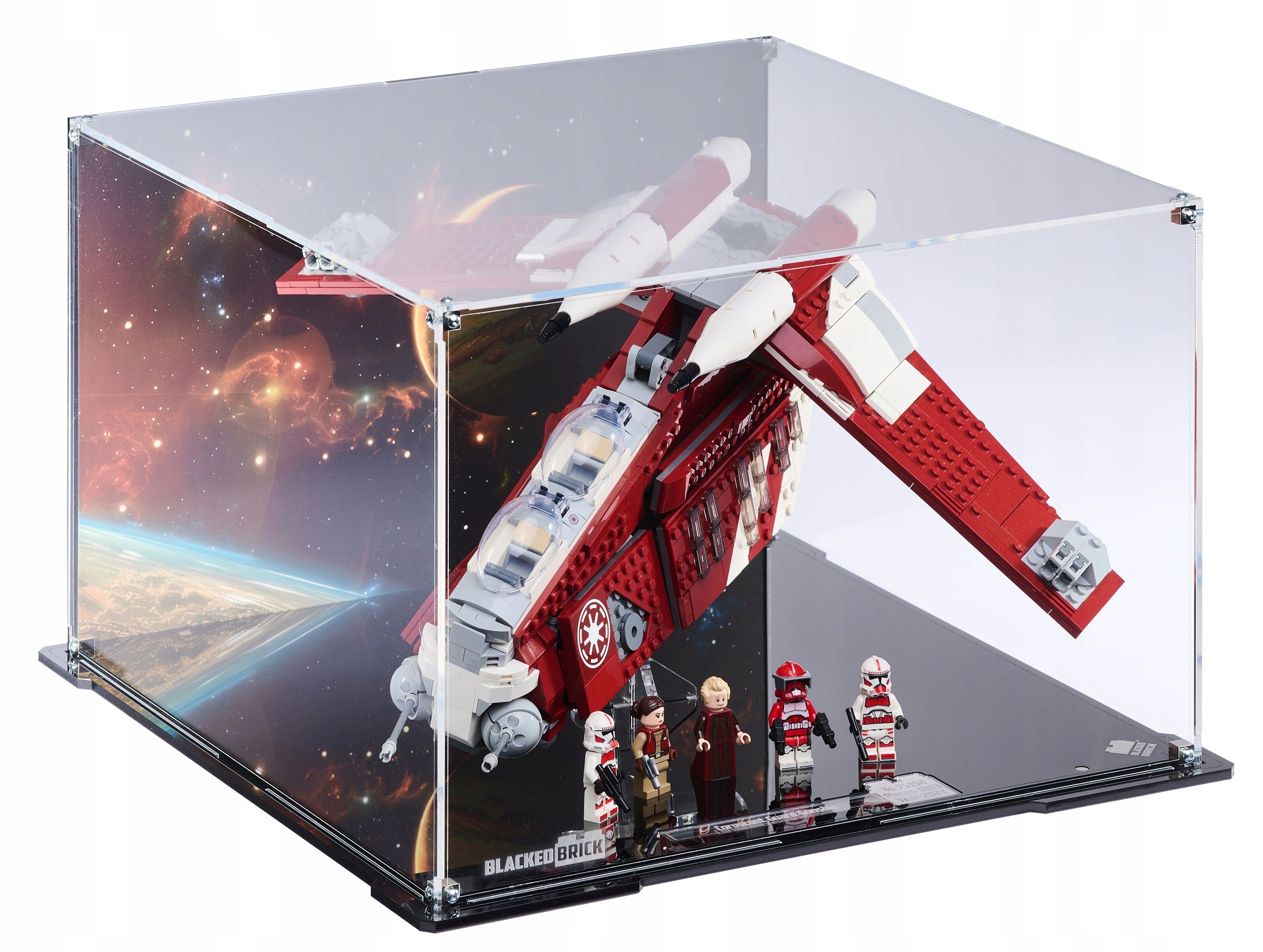 Vitrína s pozadím Blacked Brick pre Lego 75354 Star Wars Kanonierka