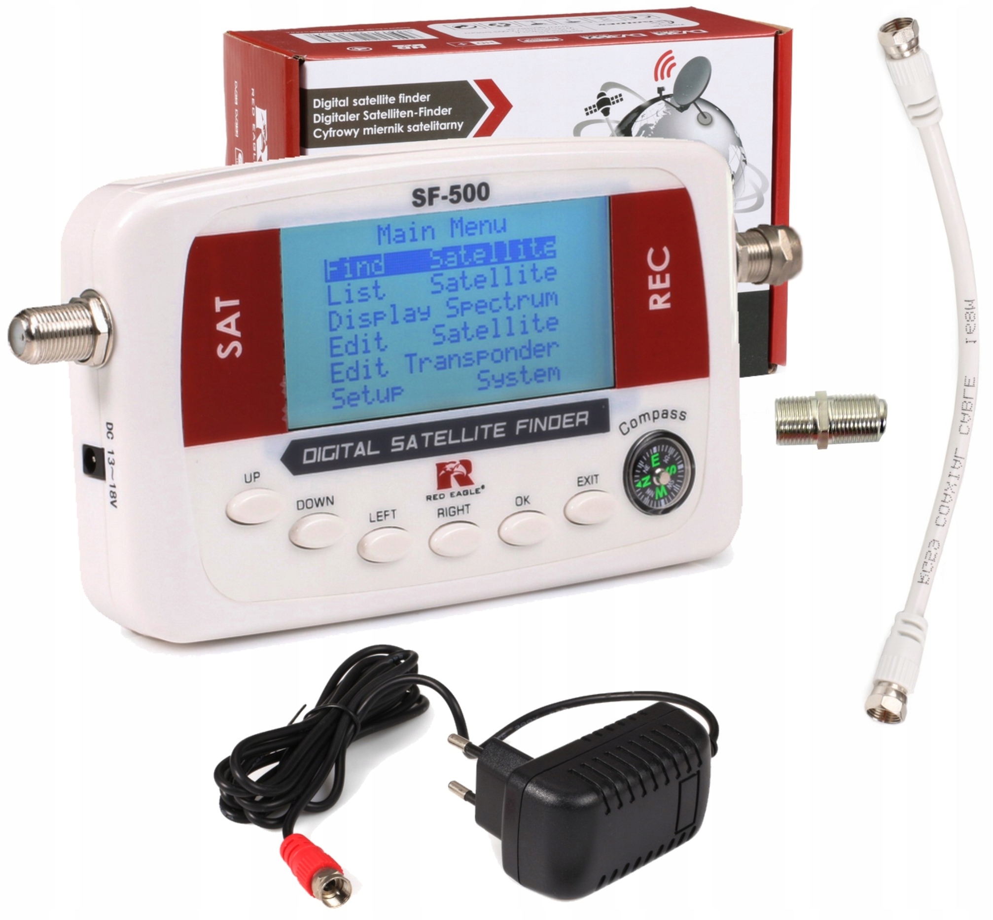 MIERNIK SYGNAŁU SATELITARNEGO LCD RED EAGLE SF-500
