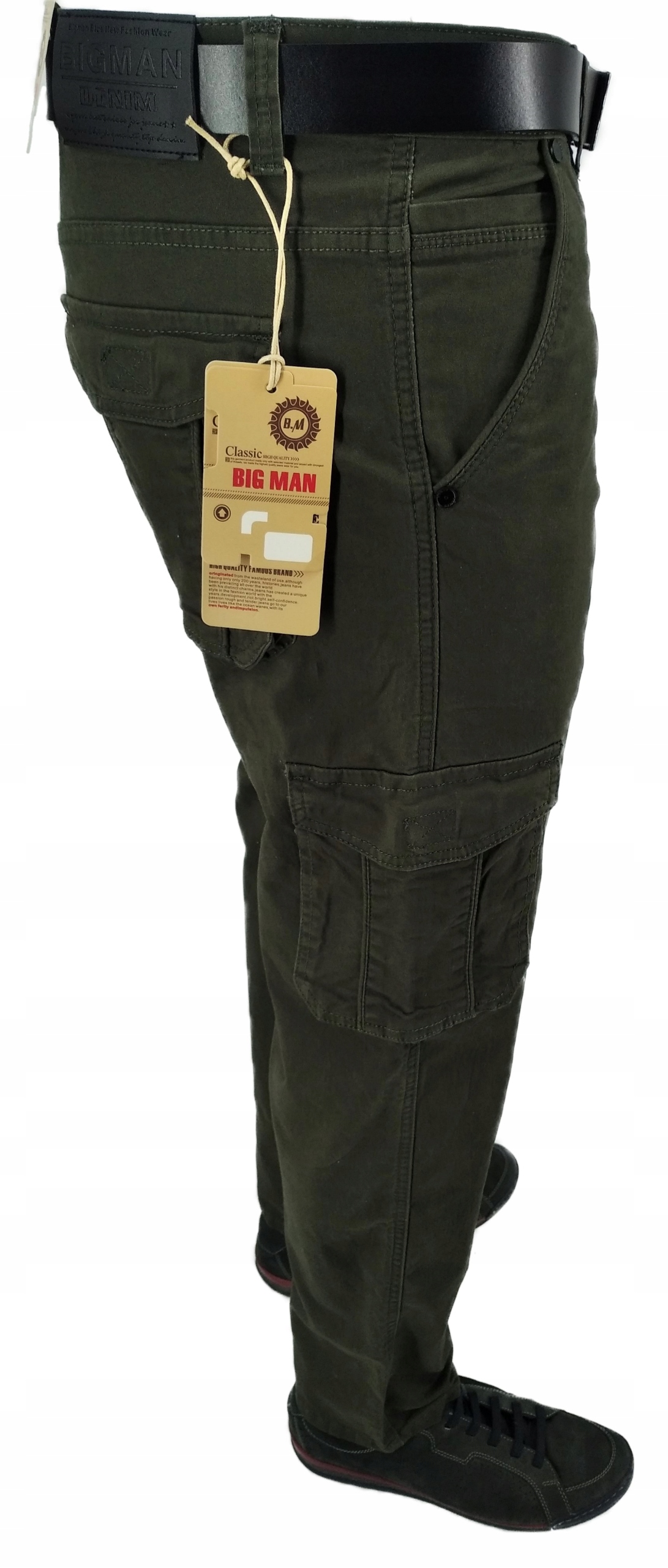 SPODNIE MĘSKIE BOJÓWKI OLIWKOWE ZIELONE W35 PAS 88-90 CM Rozmiar 35