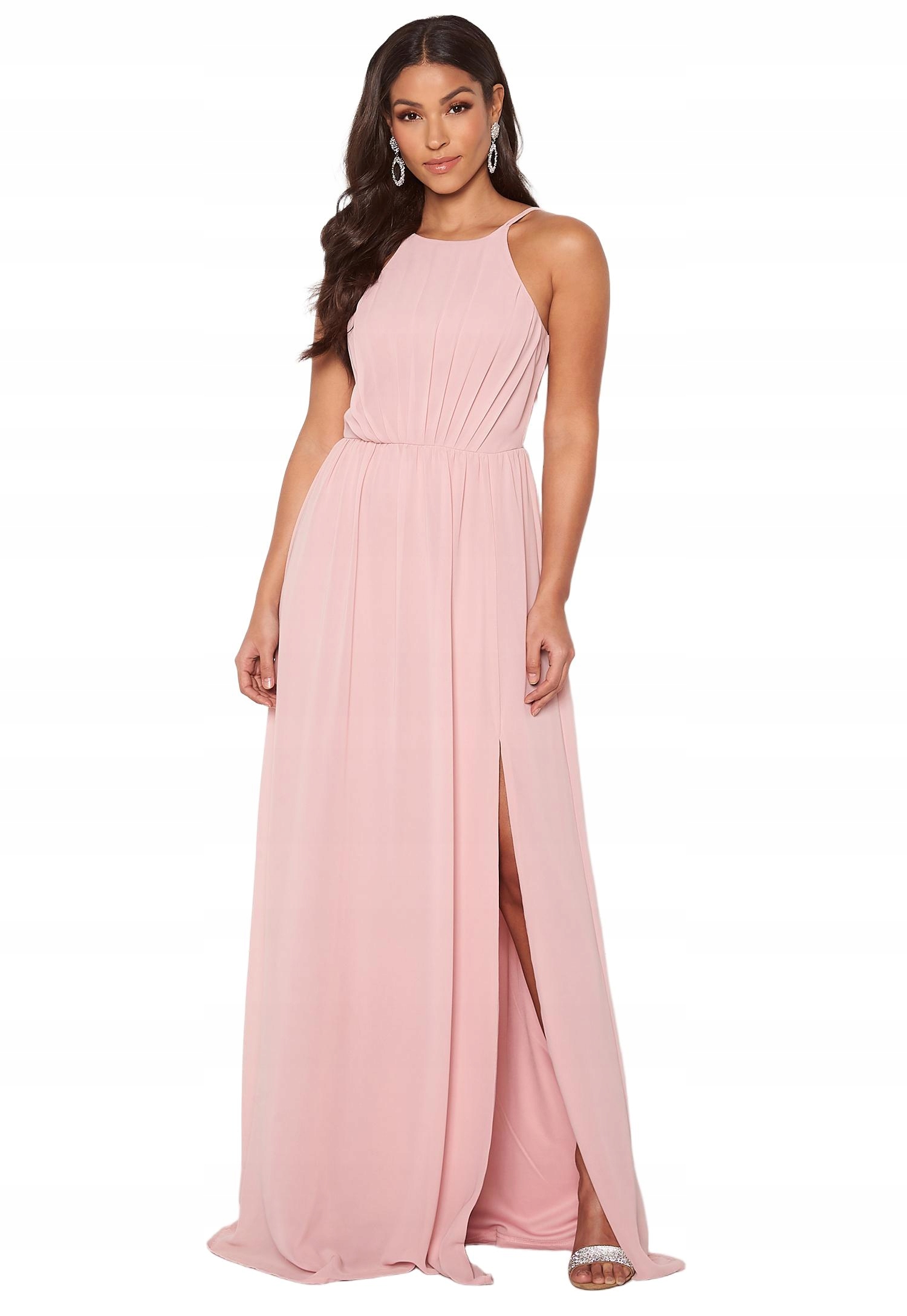 Bubbleroom Šaty Maxi Růžová Šifonová Rzlm S