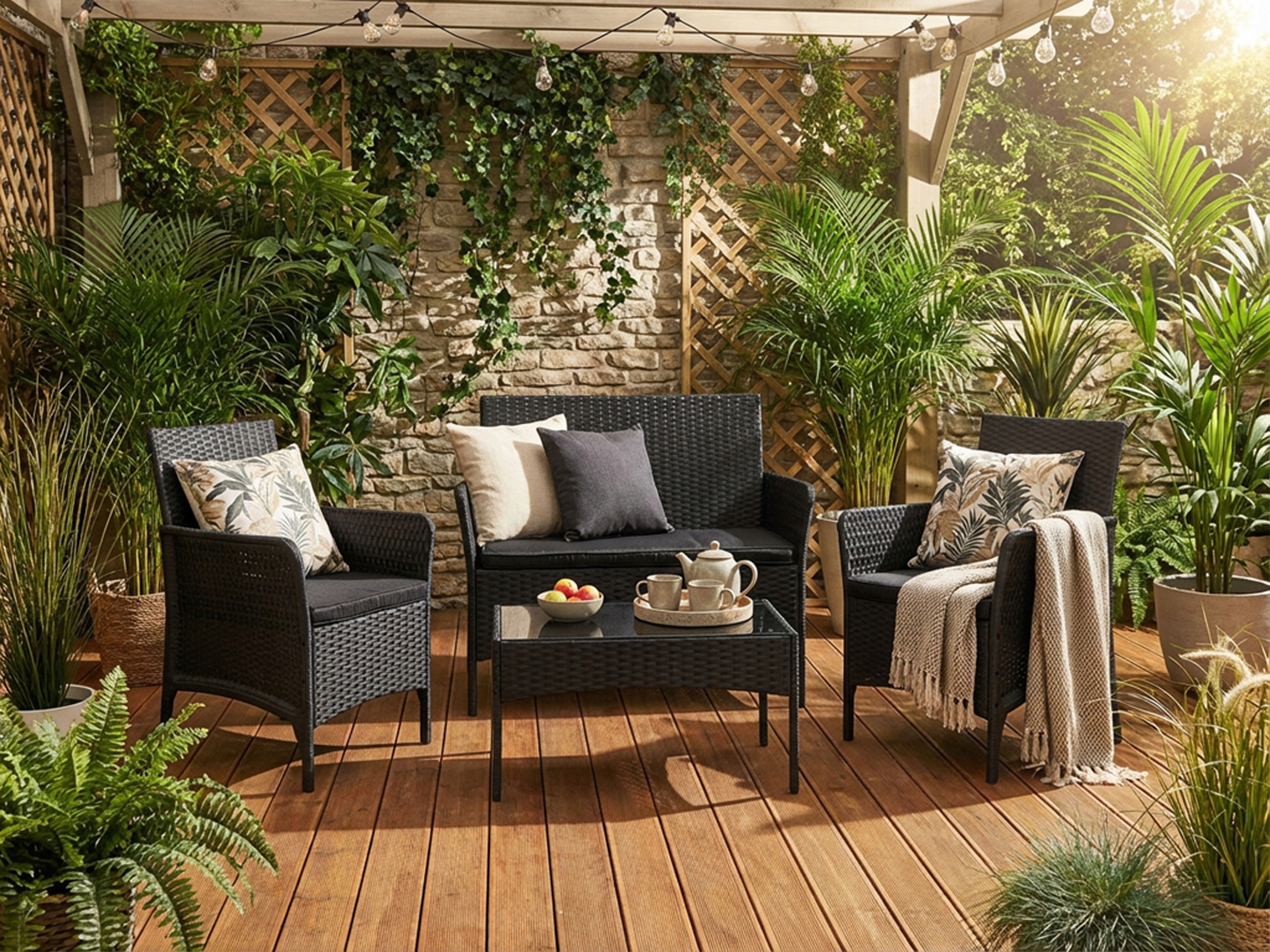 ZESTAW MEBLI OGRODOWYCH NA BALKON TARAS SOFA 2x FOTELE KRZESŁA + STOLIK Producent eHokery