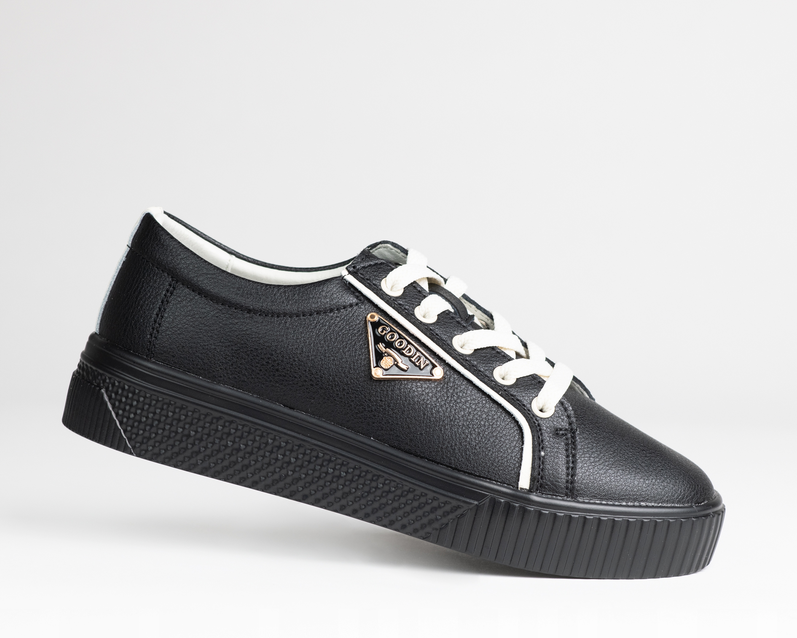 Polobotky Goodin GD-FT-114 přírodní kůže černá béžová 41