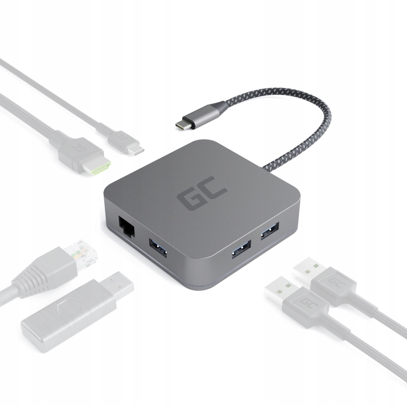 

Adapter Hub Usb-c Green Cell Gc HUB2 6w1 AK61