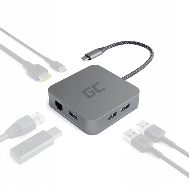 Adapter HUB USB-C Green Cell GC HUB2 6w1 AK61 - Sklep, Opinie, Cena w