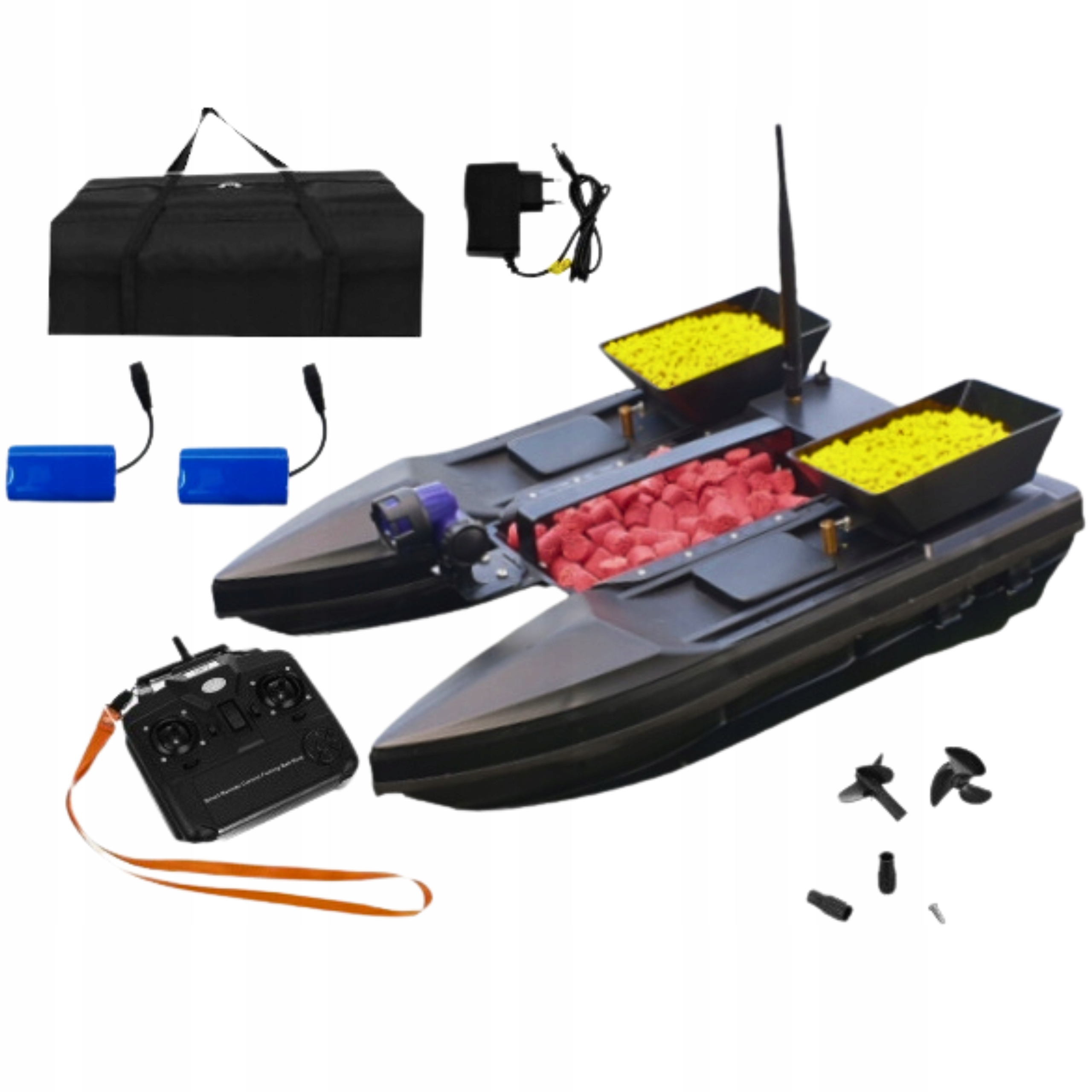 Návnadová loď černá 52*36*23 cm 2 Akumulátory 7.4 V 5200 Mah Plus Bonus