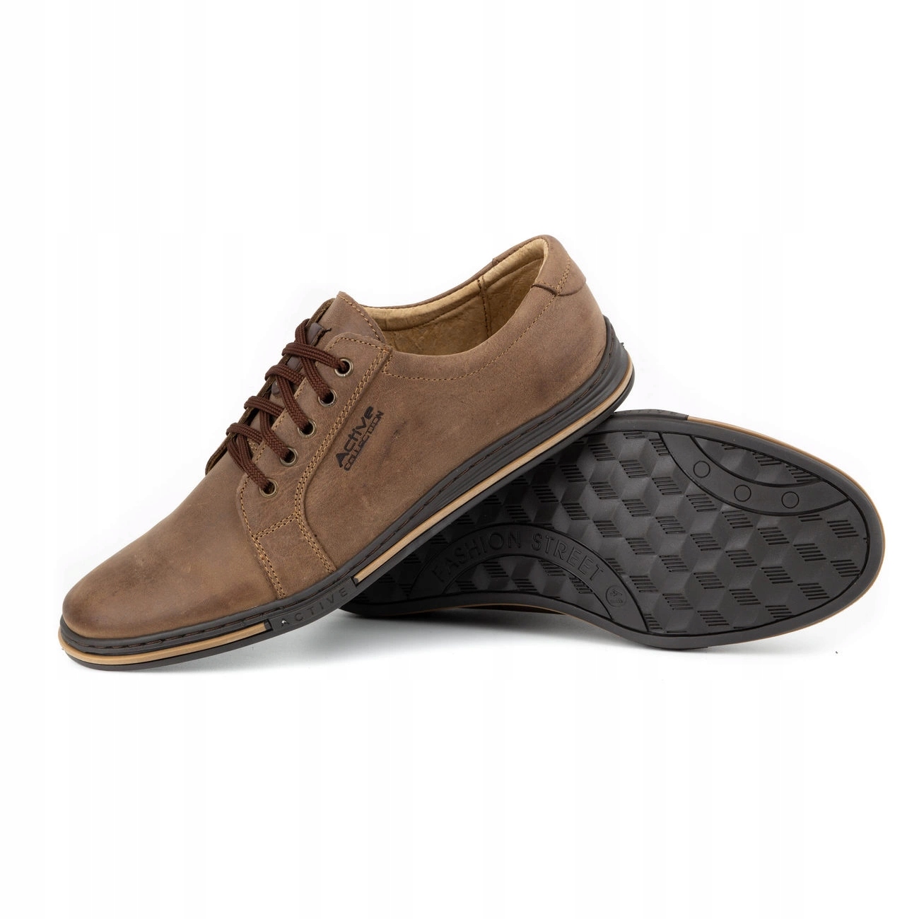 Półbuty męskie skórzane 320 brązowe 47 Rozmiar 47