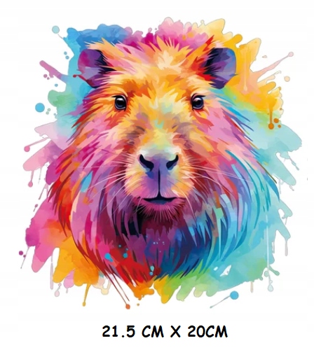 DUŻA TERMO NAKLEJKA APLIKACJA NAPRASOWANKA KAPIBARA D 114 Model KAPIBARA