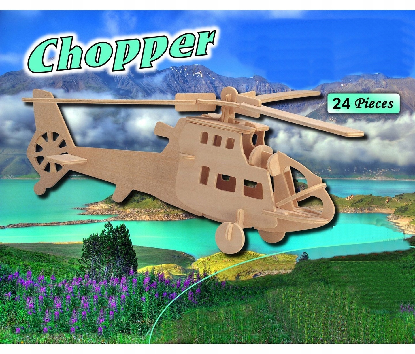 PUZZLE DREWNIANE 3D HELIKOPTER ŚMIGŁOWIEC WOJSKOWY Marka Sea-Land