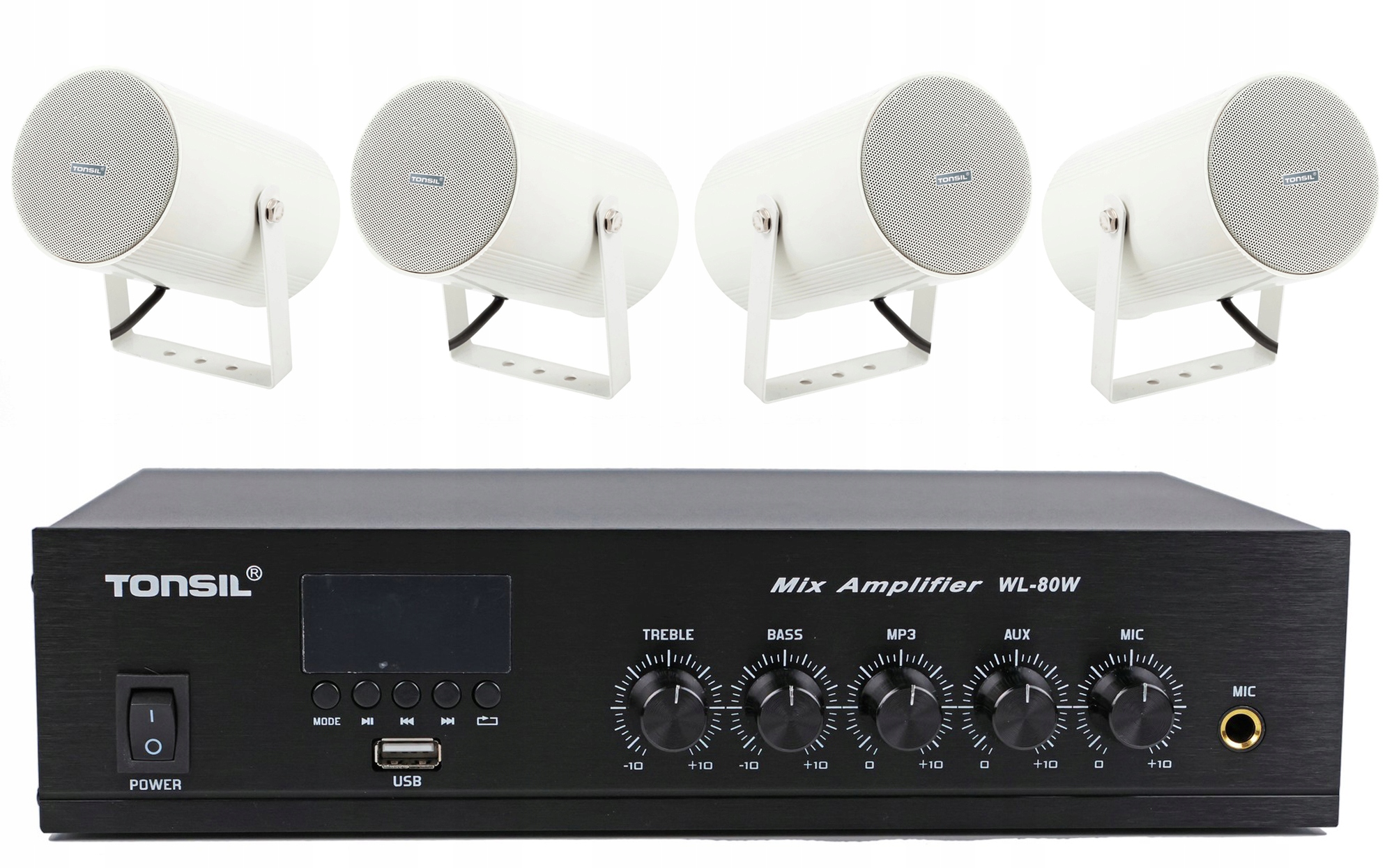 Set Tonsil Zosilňovač WL-80 4x Obojsmerný zvukový projektor PD-20W