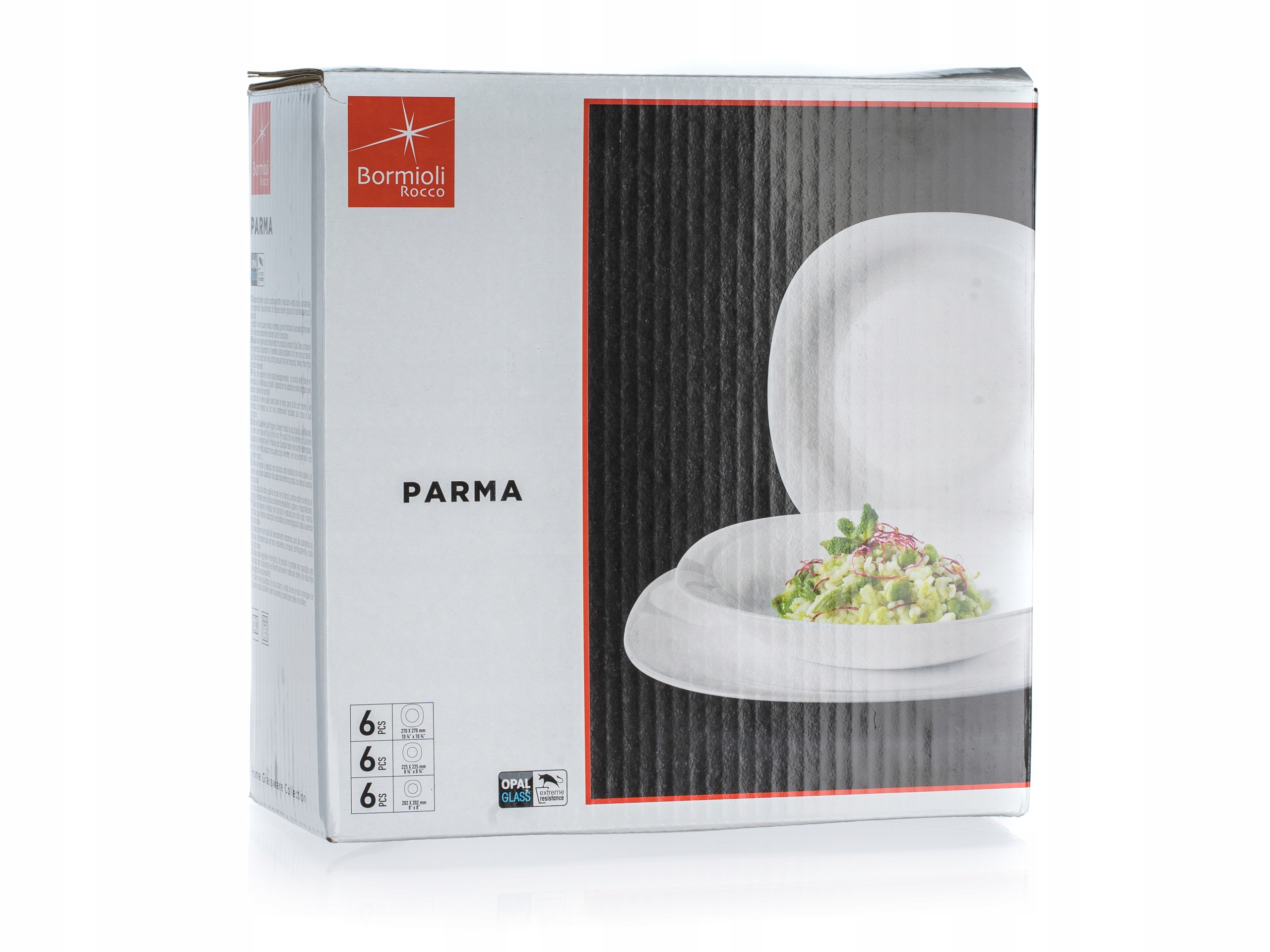 Serwis obiadowy 36el. Parma Bormioli Rocco kwadratowe talerze biały 12 OSÓB Kod producenta PE0081