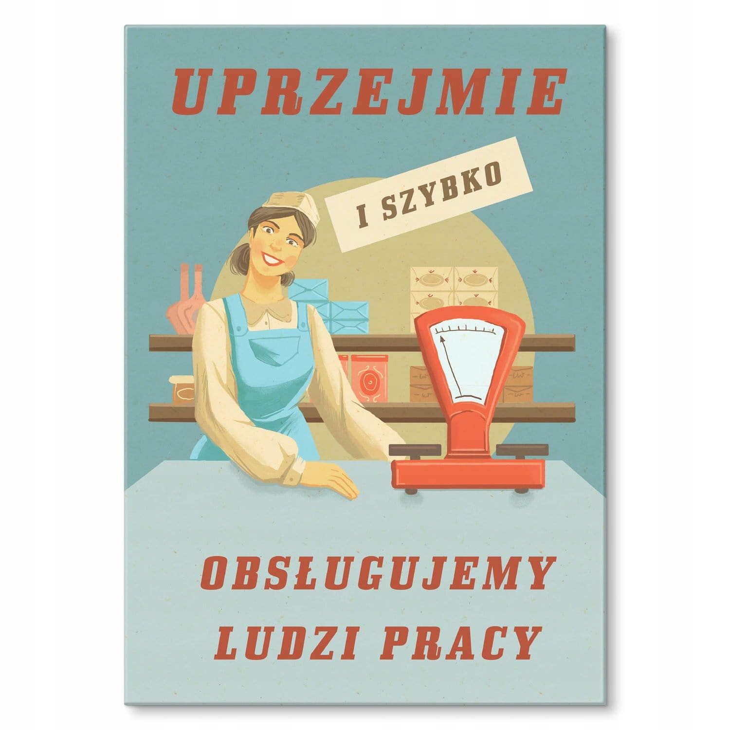Velký plakát kovový obraz plech zákaznický servis Prl Lidé práce