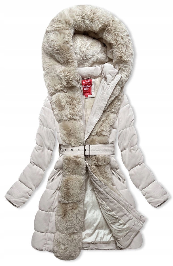 Zimní Bunda S Kožešinou 2M-008 Ecru XXL (44)